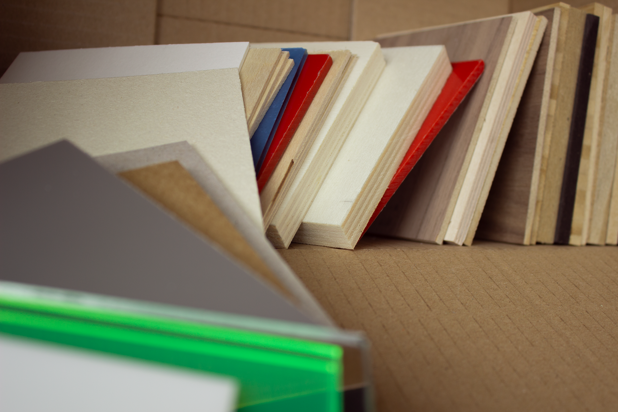 Box with a variety of laser materials spilling out