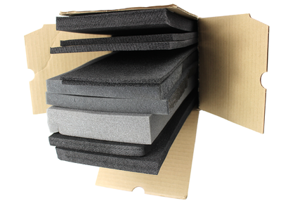 Bundel diverse schuimstroken, +-15 x 124cm, diktes 5 tot 40mm - materiaal voor lasersnijden | Lasersheets