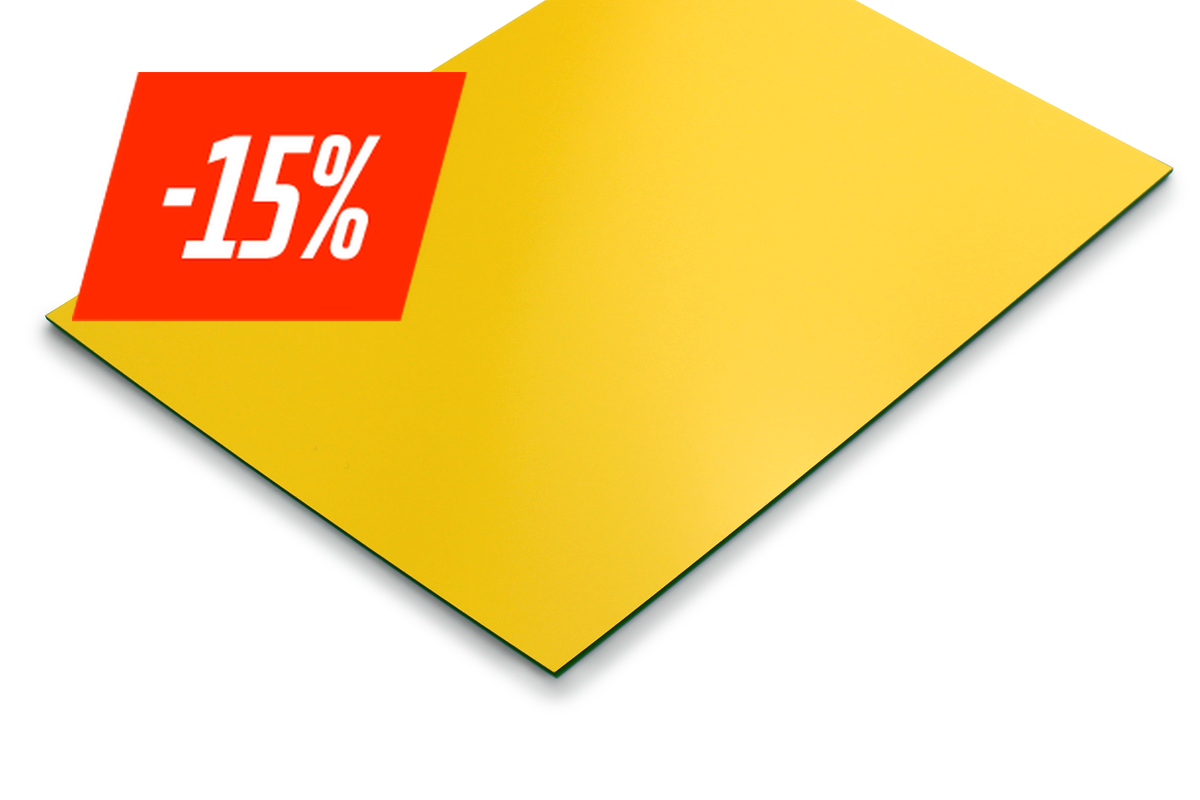 Economy graveerplaat 1.5 mm geel met zwarte kern - Lasersheets - sale 15%